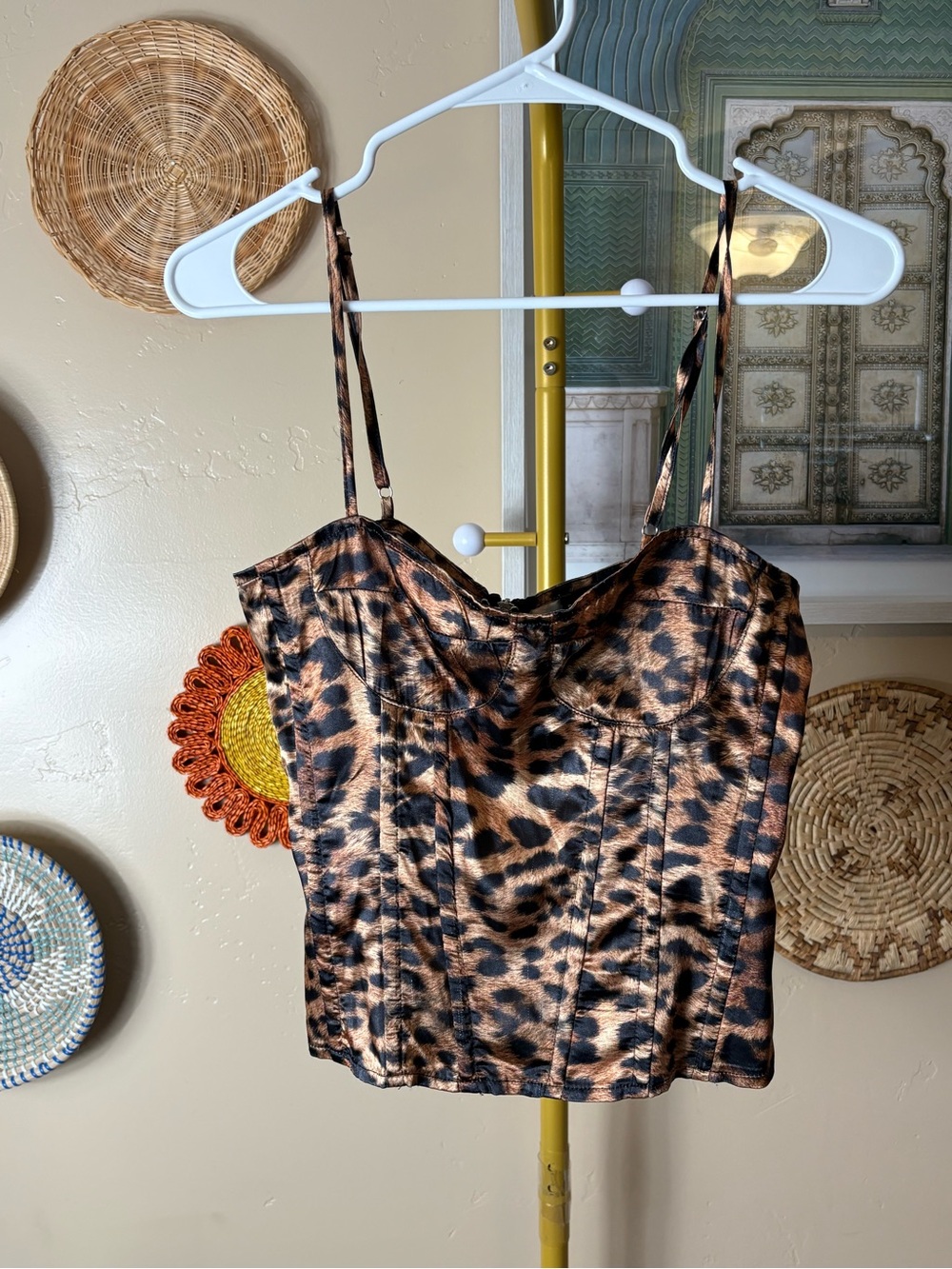 Leopard Print Satin Cami Top